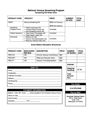 National Venous Screening Program Order Form