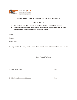 Extracurricular Hours Pay-Out Claim Form