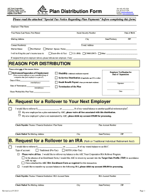 401(k) Plan Distribution Form