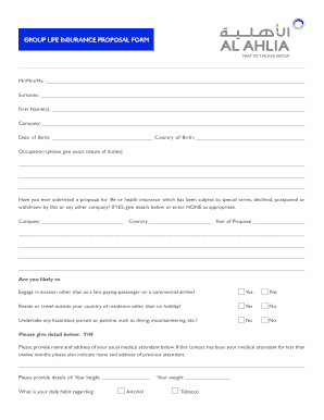 Group Life Insurance Proposal Form
