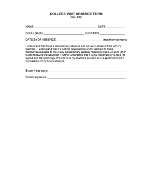 College Visit Absence Form