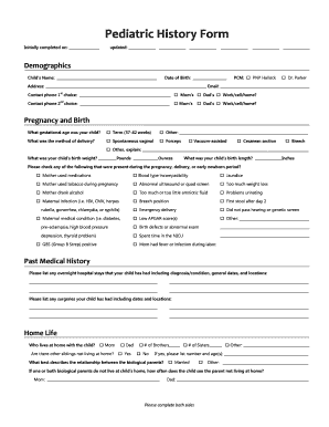 Pediatric History Form
