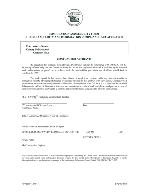 Georgia Security and Immigration Compliance Act Affidavit