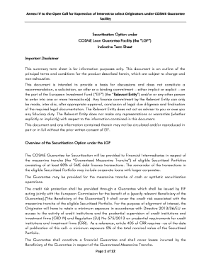 Annex IV to the Open Call for Expression of Interest to - eif