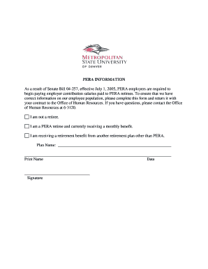 PERA Retiree Information Form