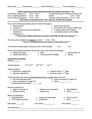 PQCNC Supporting Intended Vaginal Birth Data Collection Worksheet