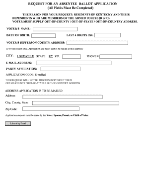 Kentucky Absentee Ballot Application