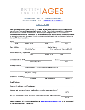 Institute for the Ages Research Participation Form