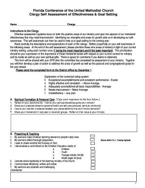 Clergy Self Assessment of Effectiveness & Goal Setting