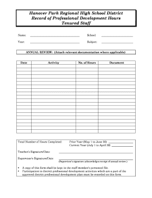 Professional Development Hours Record