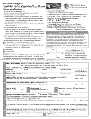 Massachusetts Mail-In Voter Registration Form