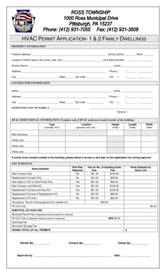 HVAC Permit Application for 1 & 2 Family Dwellings