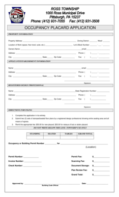 Occupancy Placard Application