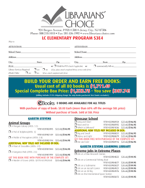 Elementary Program Book Order Form