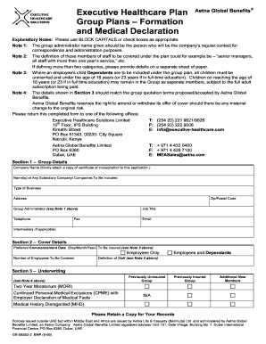 Executive Healthcare Plan Application Form