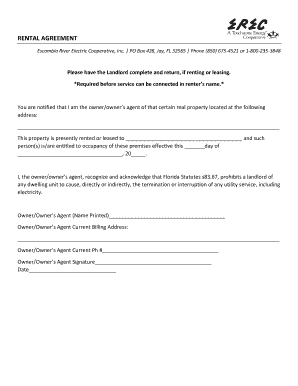 Rental Agreement for Utility Service Connection