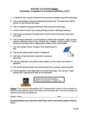 Roseville Area Schools Student Technology Acceptable Use Policy