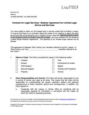 Limited Scope Retainer Agreement for Legal Services