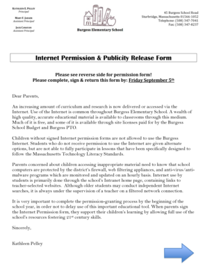 Internet Permission & Publicity Release Form