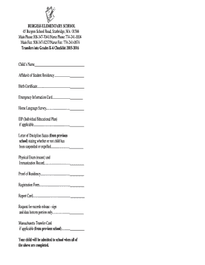 Massachusetts Student Transfer Checklist