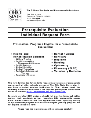 Prerequisite Evaluation Form