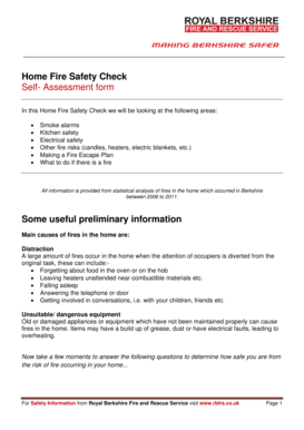 Home Fire Safety Check Self-Assessment Form