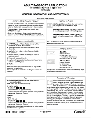Canadian Adult Passport Application