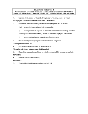 EU Voting Rights Notification Form TR-1