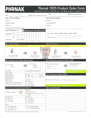 Phonak CROS Product Order Form