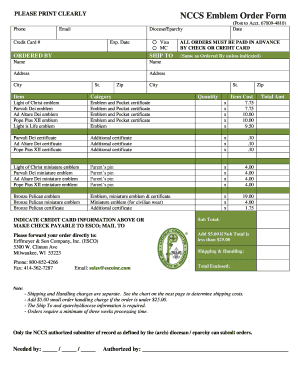 NCCS Emblem Order Form