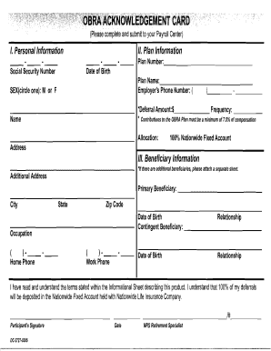 OBRA Plan Enrollment Form