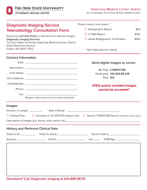 Veterinary Diagnostic Imaging Service Form
