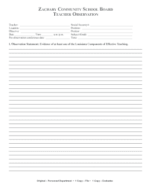 Teacher Observation Form
