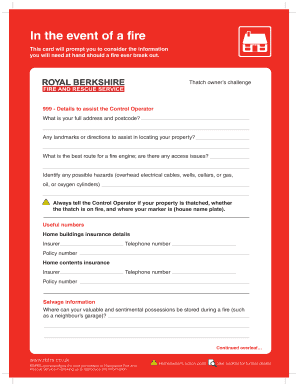 Fire Safety Information Card