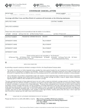 Coverage Cancellation Form