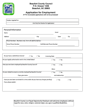 Beaufort County Employment Application