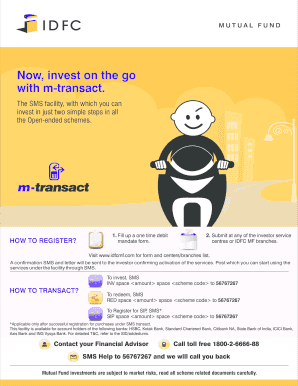 One Time Debit Mandate Form for SMS Transactions