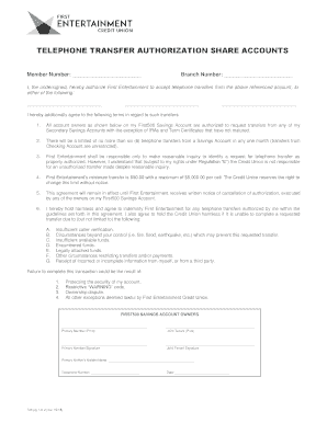 Telephone Transfer Authorization Form