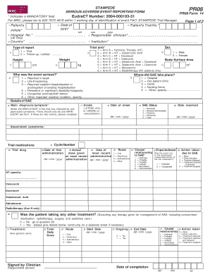 Serious Adverse Event Reporting Form