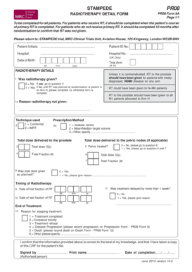 Radiotherapy Detail Form PR08