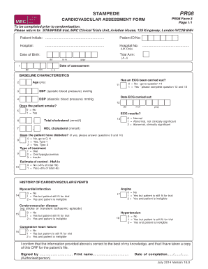 Cardiovascular Assessment Form PR08