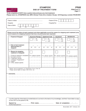 Stamped End of Treatment Form