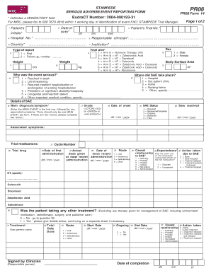 Serious Adverse Event Reporting Form