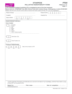 Palliative Radiotherapy Form PR08