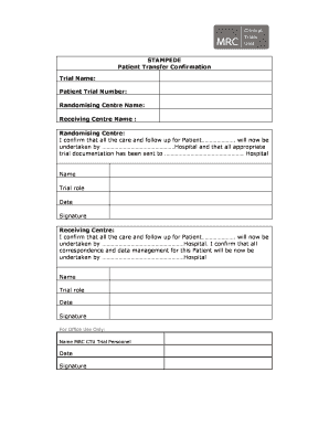 Patient Transfer Confirmation Form