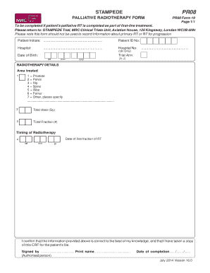 Palliative Radiotherapy Form PR08