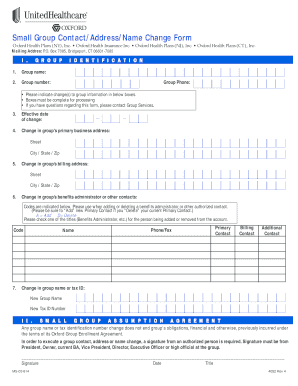 Small Group Contact Address Name Change Form