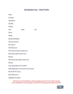 Job Shadow Day Host Profile
