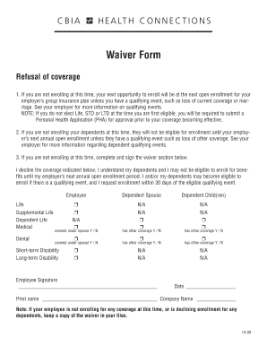Employee Insurance Waiver Form