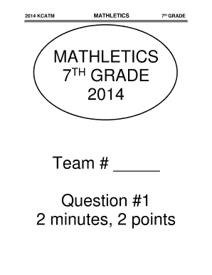 2014 KCATM Mathletics 7th Grade Quiz